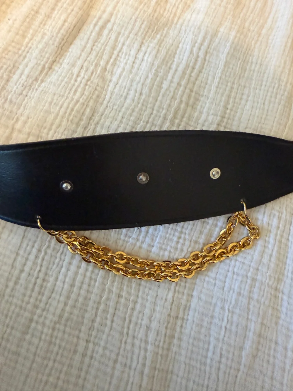 Black Velvet Gold Chain Cross Studded Gothic Statement Waist Belt